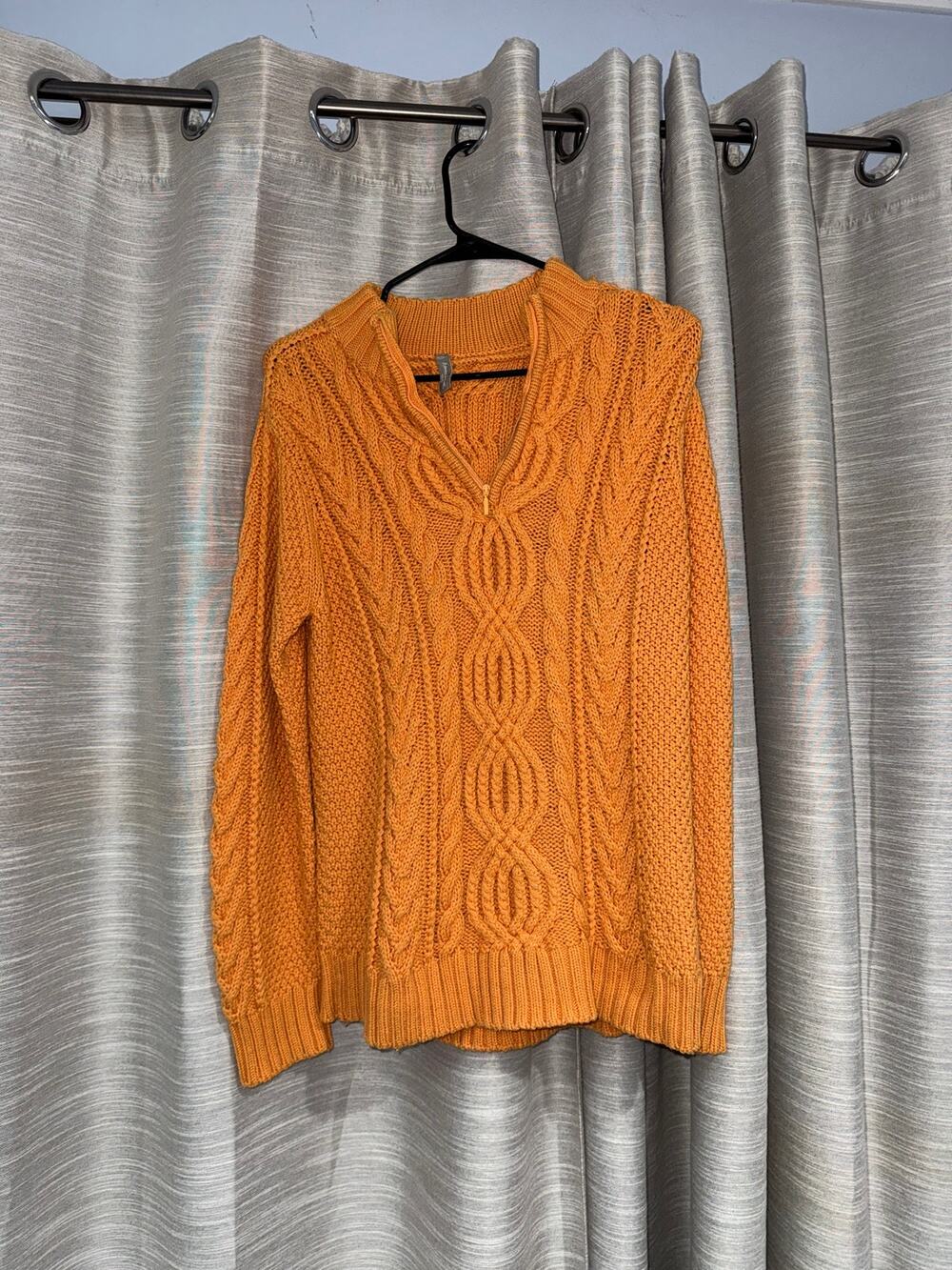 Hanna Andersson quarter zip cable knit oversized sweater size medium in mustard